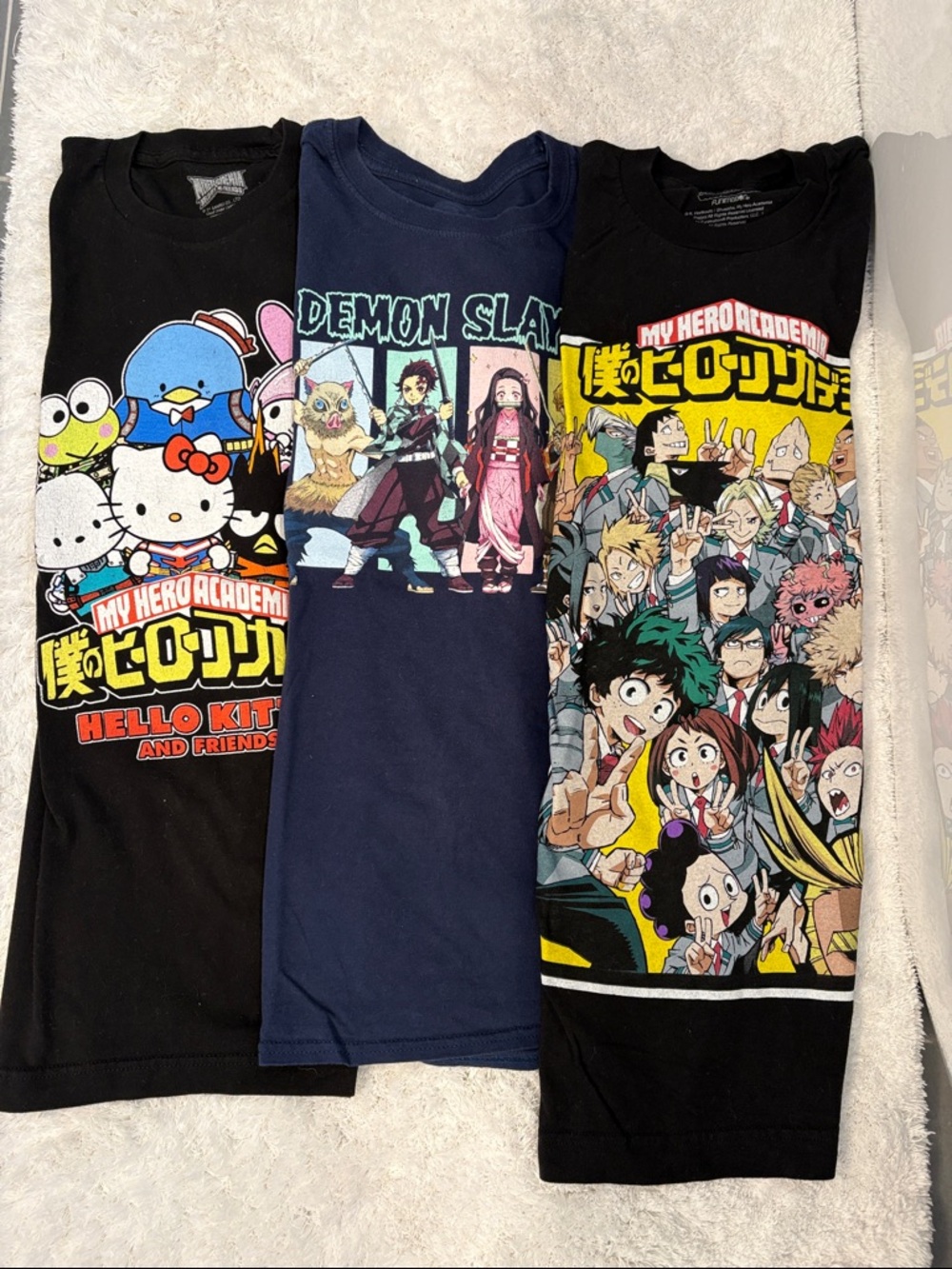 My Hero Academia x Hello Kitty Short x Demon Slayer 3 pc T-Shirt set
